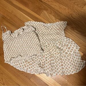 Cream Paisley Ruffle Skirt Set